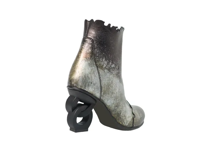 Papucei Ladies Silver Distressed Leather Ankle Boots
