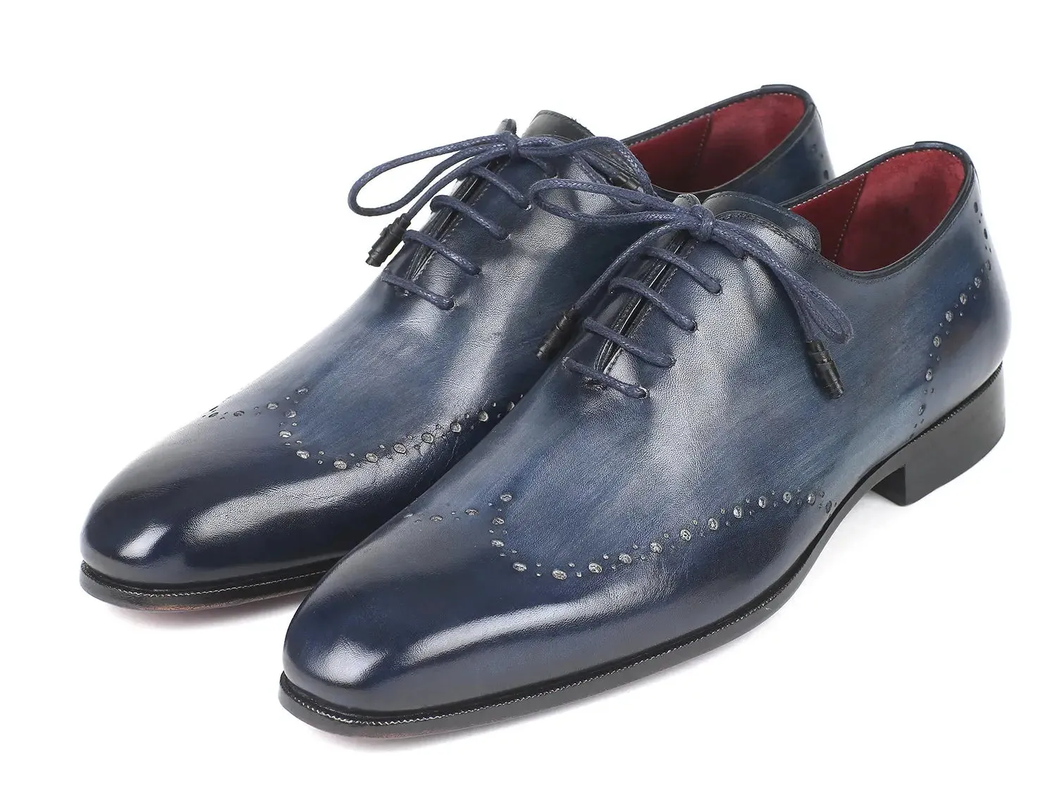 Paul Parkman Men's Burnished Wingtip Oxfords in Navy