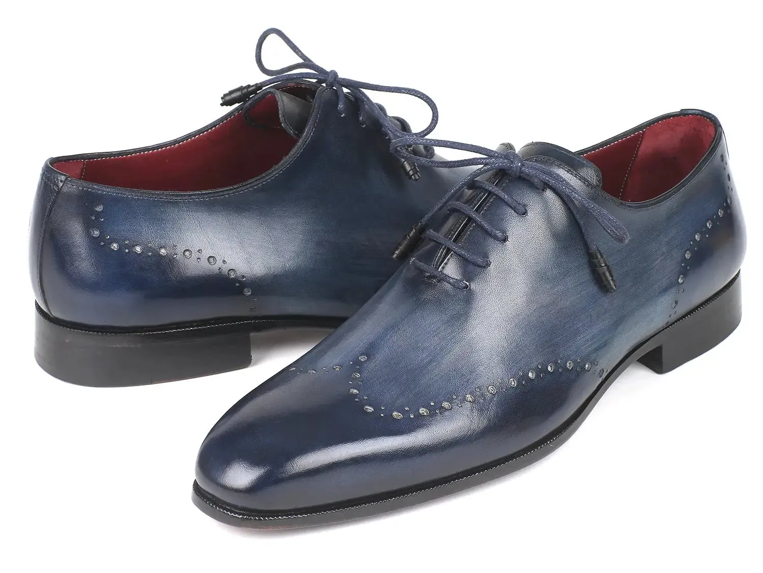 Paul Parkman Men's Burnished Wingtip Oxfords in Navy