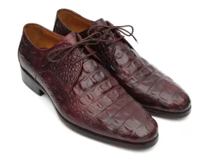 Paul Parkman Men's Croco-Embossed Leather Derby Shoes in Brown & Bordeaux