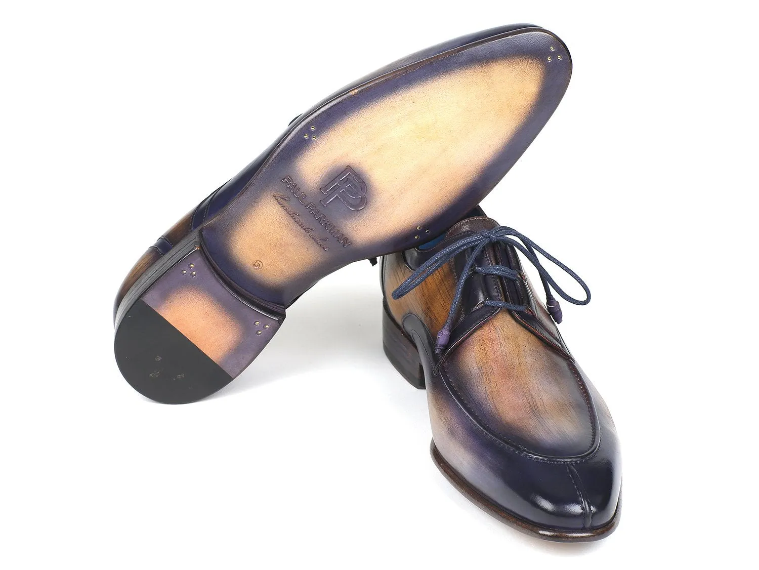 Paul Parkman Men's Ghillie Lacing Dress Shoes in Camel & Purple