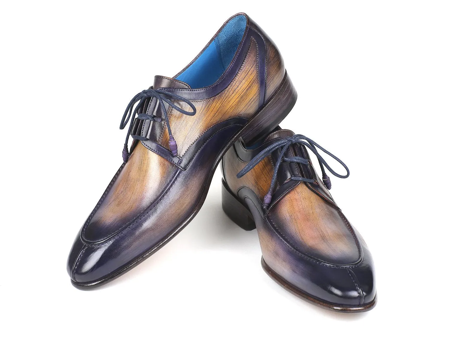 Paul Parkman Men's Ghillie Lacing Dress Shoes in Camel & Purple