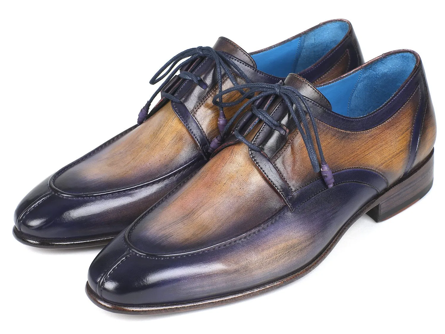 Paul Parkman Men's Ghillie Lacing Dress Shoes in Camel & Purple
