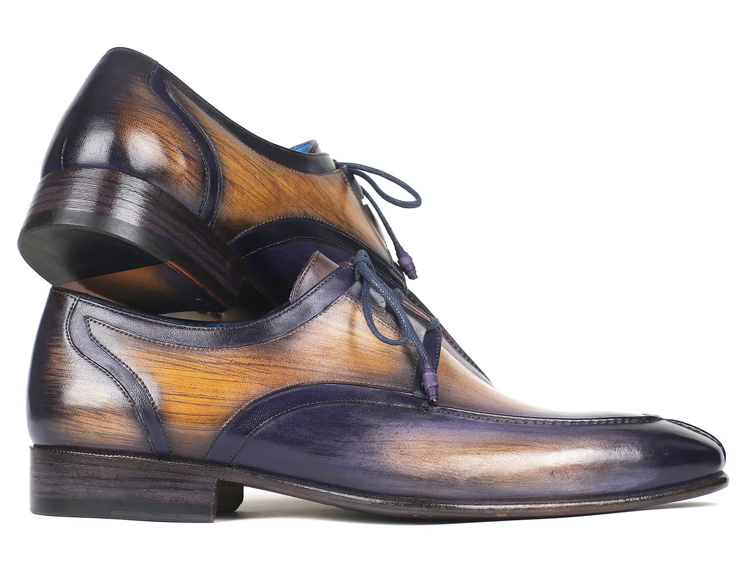 Paul Parkman Men's Ghillie Lacing Dress Shoes in Camel & Purple