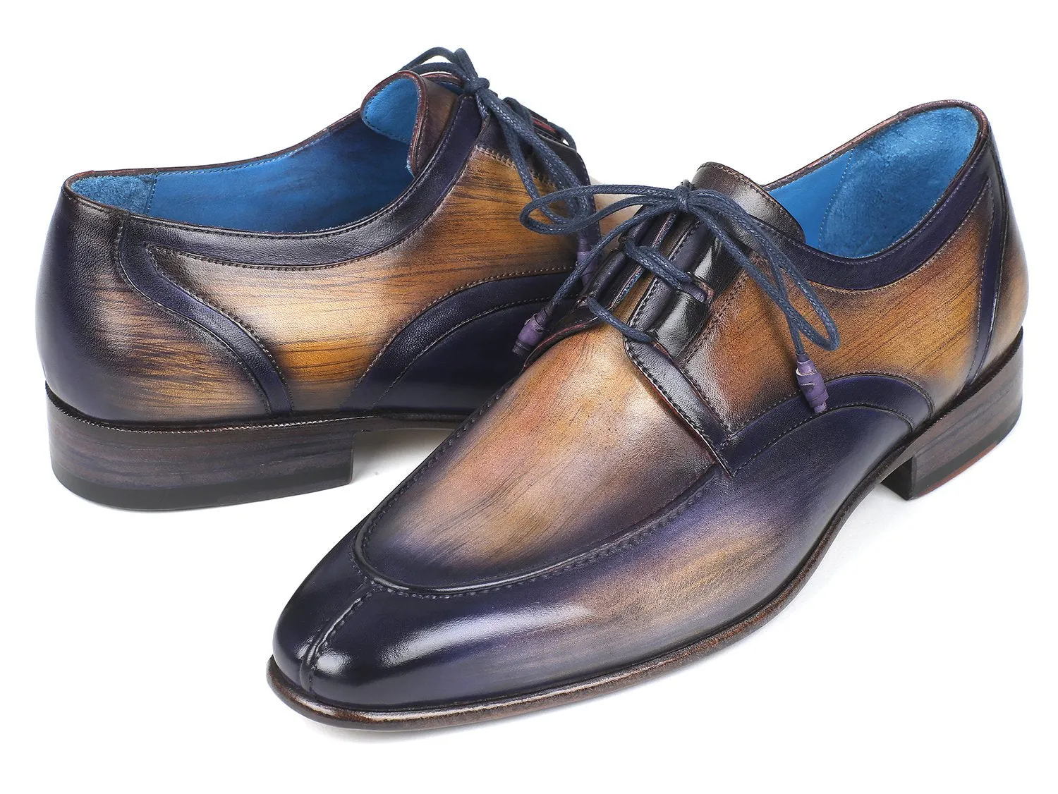 Paul Parkman Men's Ghillie Lacing Dress Shoes in Camel & Purple