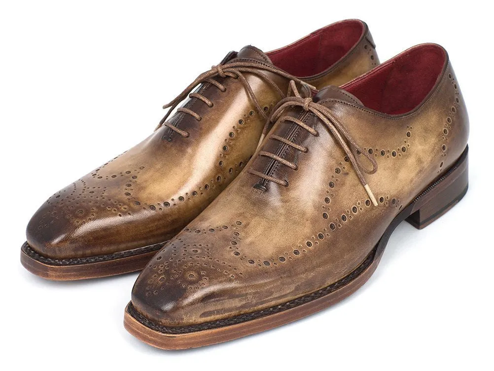 Paul Parkman Men's Goodyear Welted Wingtip Oxfords in Antique Olive