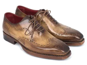 Paul Parkman Men's Goodyear Welted Wingtip Oxfords in Antique Olive