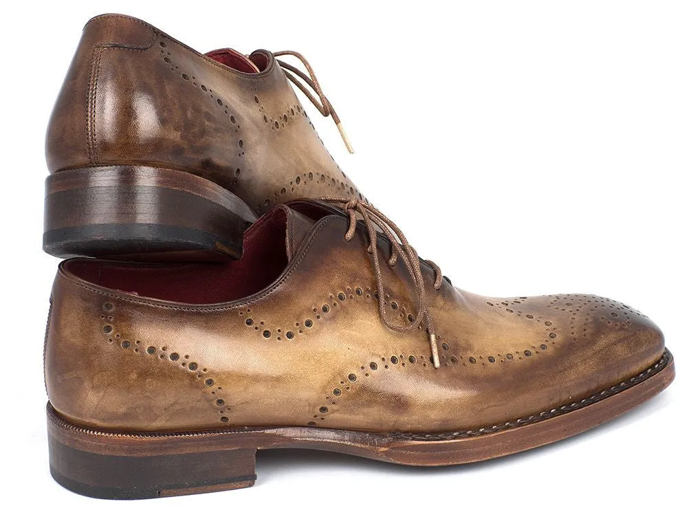 Paul Parkman Men's Goodyear Welted Wingtip Oxfords in Antique Olive