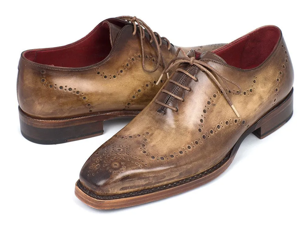 Paul Parkman Men's Goodyear Welted Wingtip Oxfords in Antique Olive