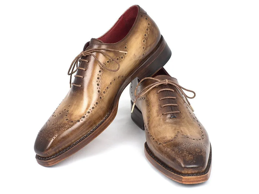 Paul Parkman Men's Goodyear Welted Wingtip Oxfords in Antique Olive