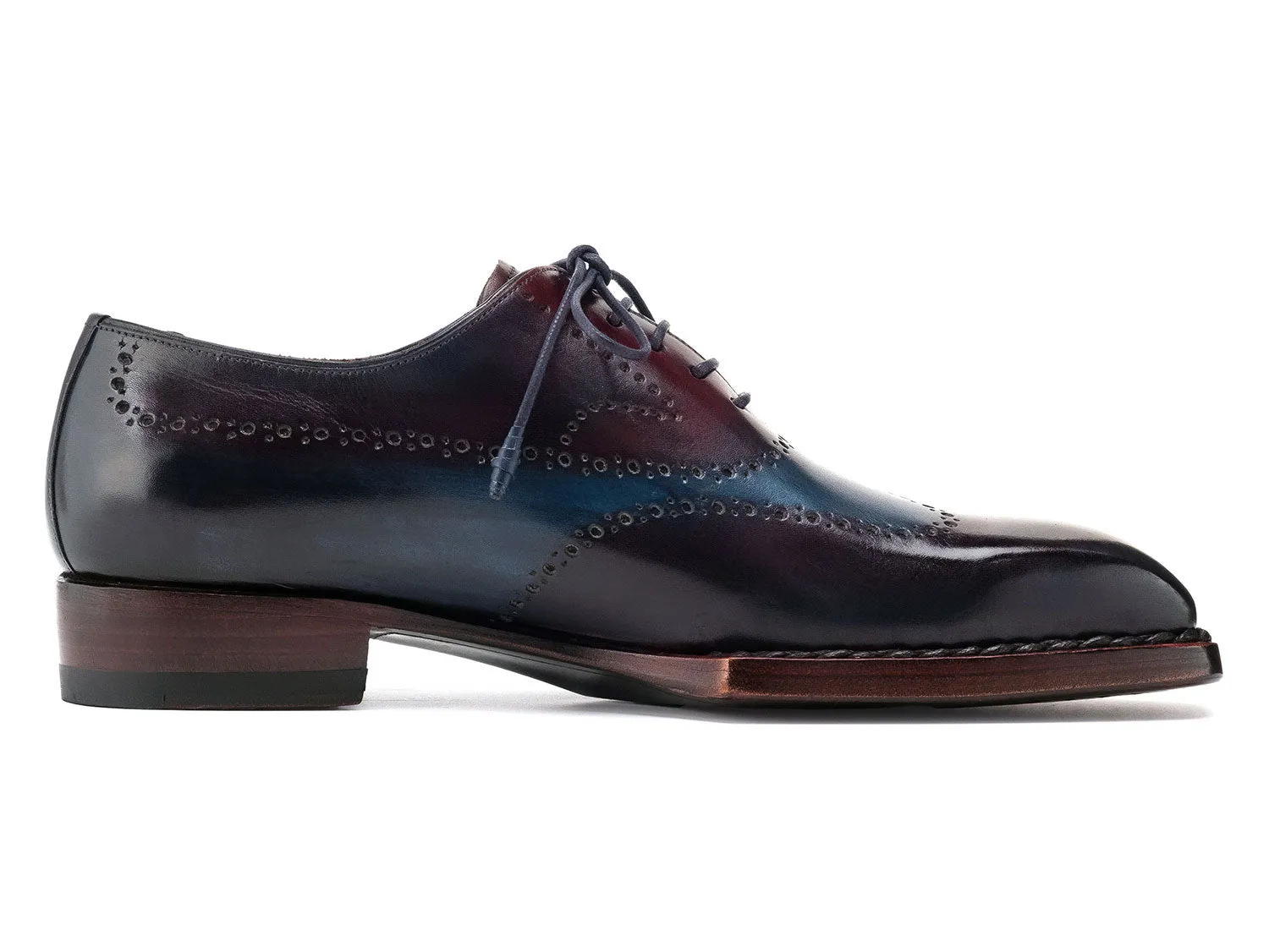 Paul Parkman Men's Goodyear Welted Wingtip Oxfords in Bordeaux & Blue