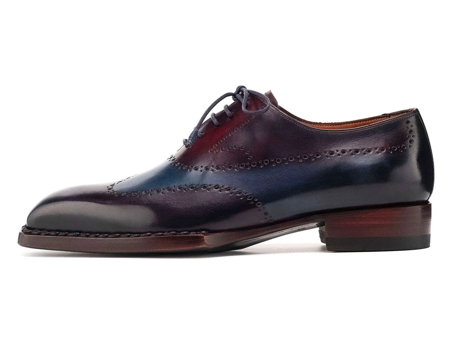 Paul Parkman Men's Goodyear Welted Wingtip Oxfords in Bordeaux & Blue