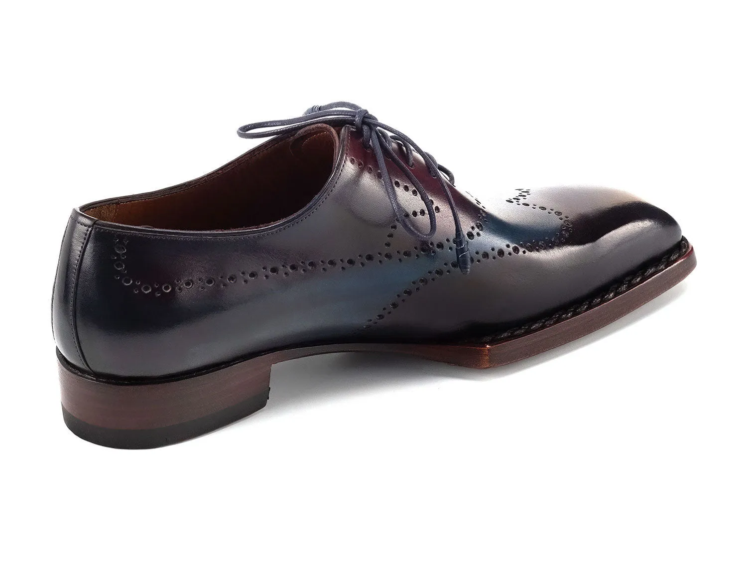 Paul Parkman Men's Goodyear Welted Wingtip Oxfords in Bordeaux & Blue