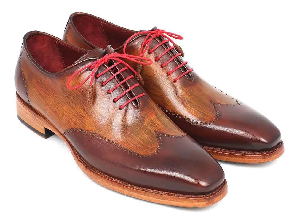 Paul Parkman Men's Goodyear Welted Wingtip Oxfords in Brown & Camel