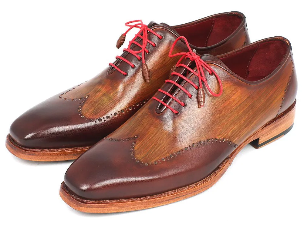 Paul Parkman Men's Goodyear Welted Wingtip Oxfords in Brown & Camel