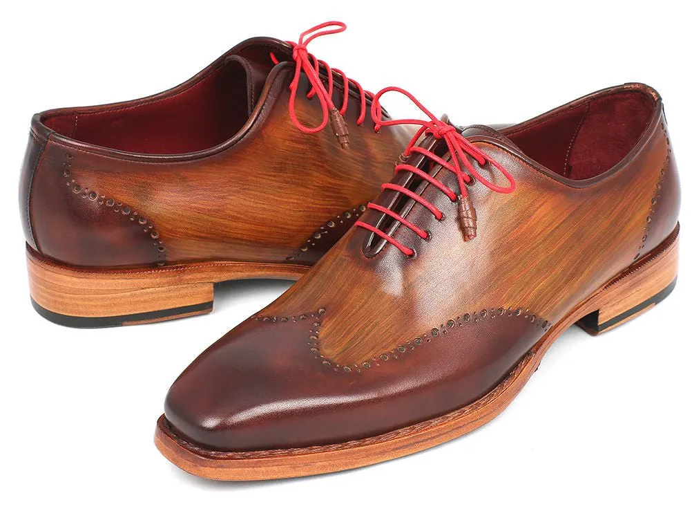 Paul Parkman Men's Goodyear Welted Wingtip Oxfords in Brown & Camel