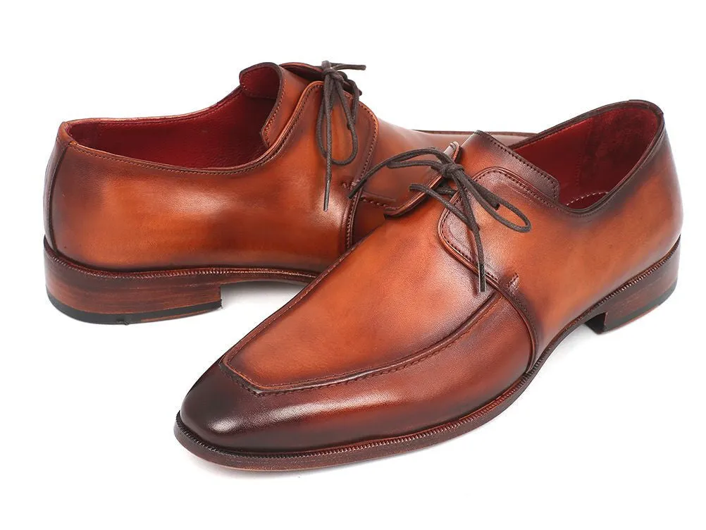 Paul Parkman Men's Hand-Painted Leather Apron Derby Shoes in Brown