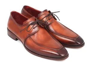 Paul Parkman Men's Hand-Painted Leather Apron Derby Shoes in Brown