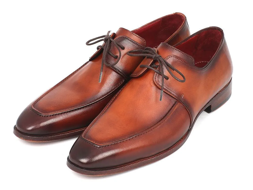 Paul Parkman Men's Hand-Painted Leather Apron Derby Shoes in Brown