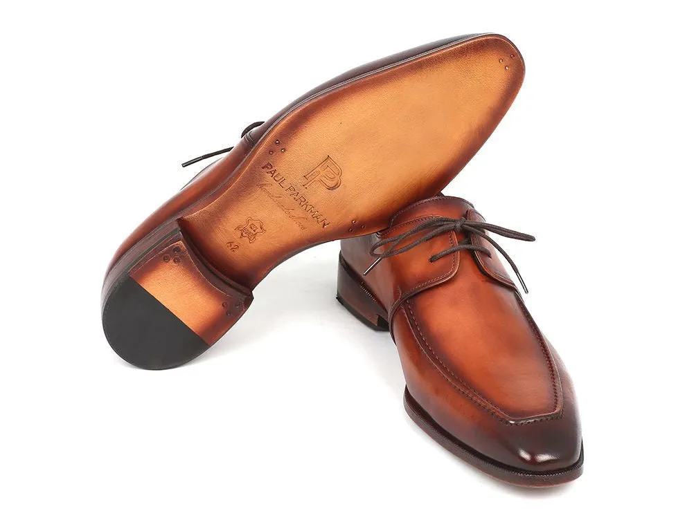 Paul Parkman Men's Hand-Painted Leather Apron Derby Shoes in Brown