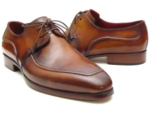 Paul Parkman Men's Hand-Painted Leather Derby Shoes in Brown