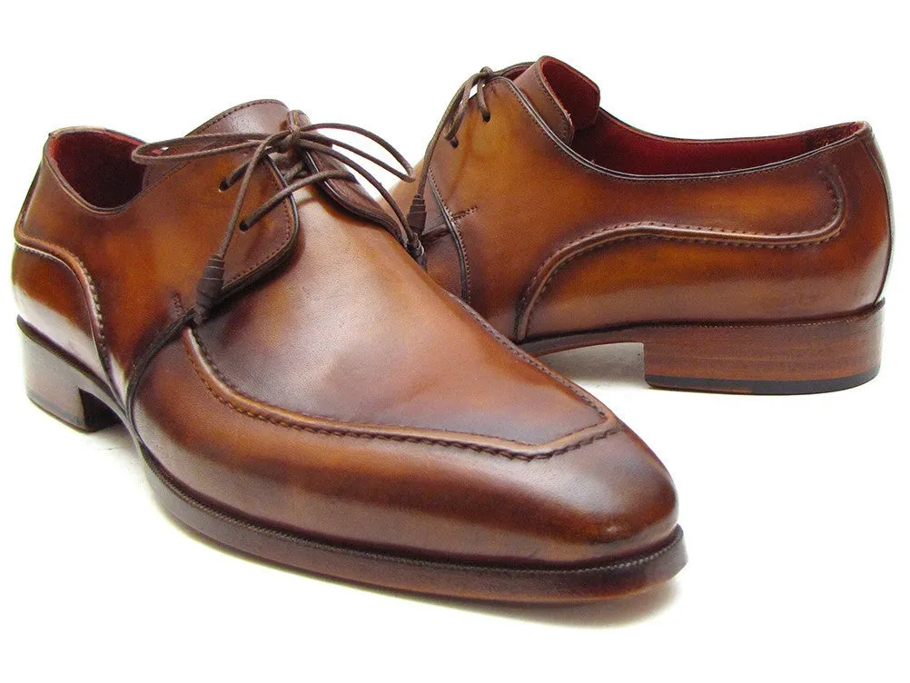 Paul Parkman Men's Hand-Painted Leather Derby Shoes in Brown