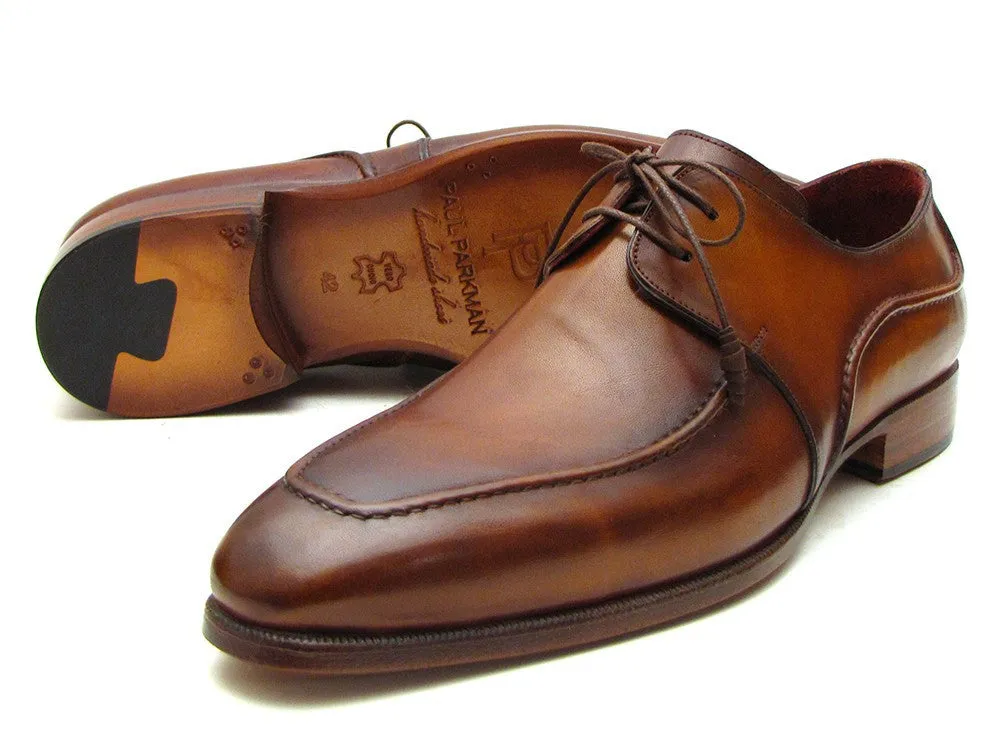Paul Parkman Men's Hand-Painted Leather Derby Shoes in Brown