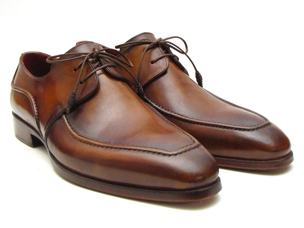 Paul Parkman Men's Hand-Painted Leather Derby Shoes in Brown