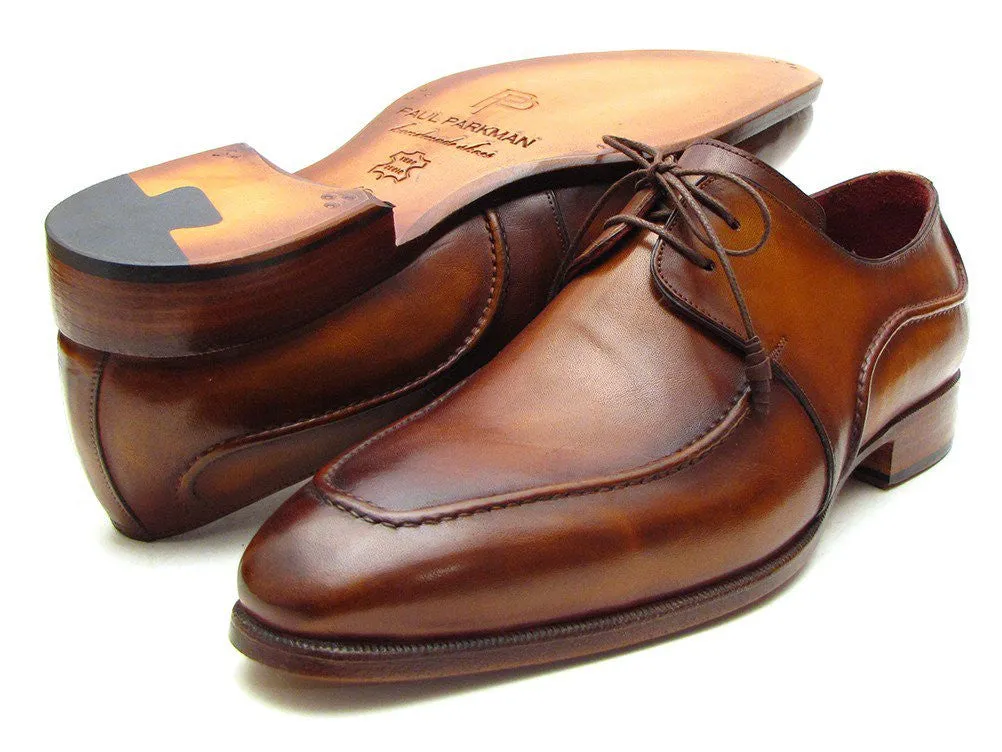 Paul Parkman Men's Hand-Painted Leather Derby Shoes in Brown