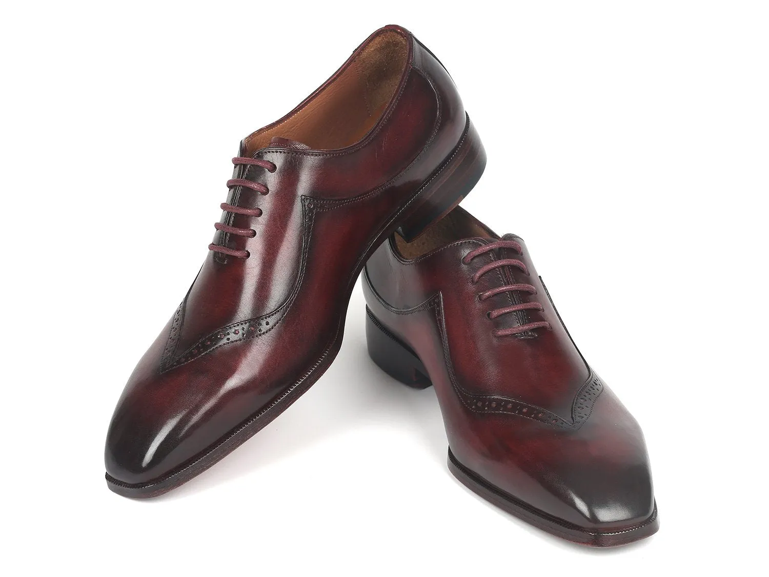Paul Parkman Men's Hand-Painted Oxfords in Dark Bordeaux