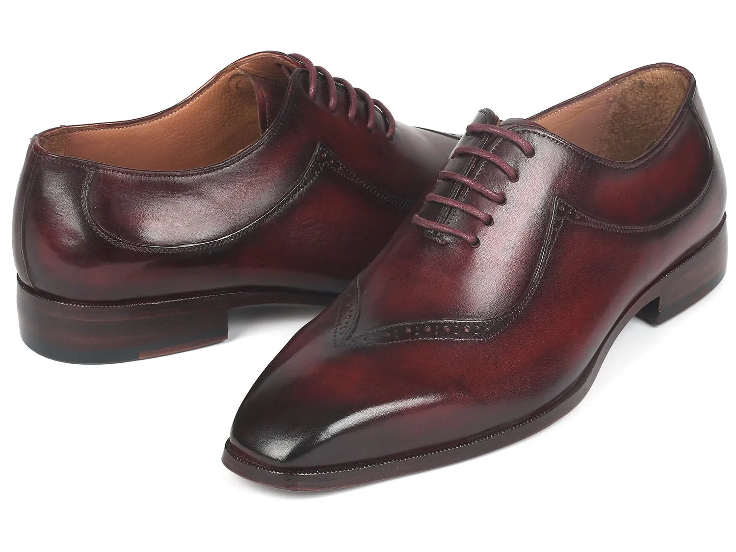 Paul Parkman Men's Hand-Painted Oxfords in Dark Bordeaux