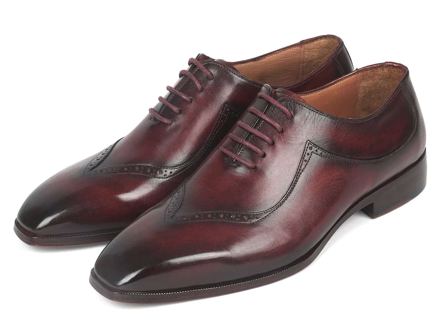 Paul Parkman Men's Hand-Painted Oxfords in Dark Bordeaux