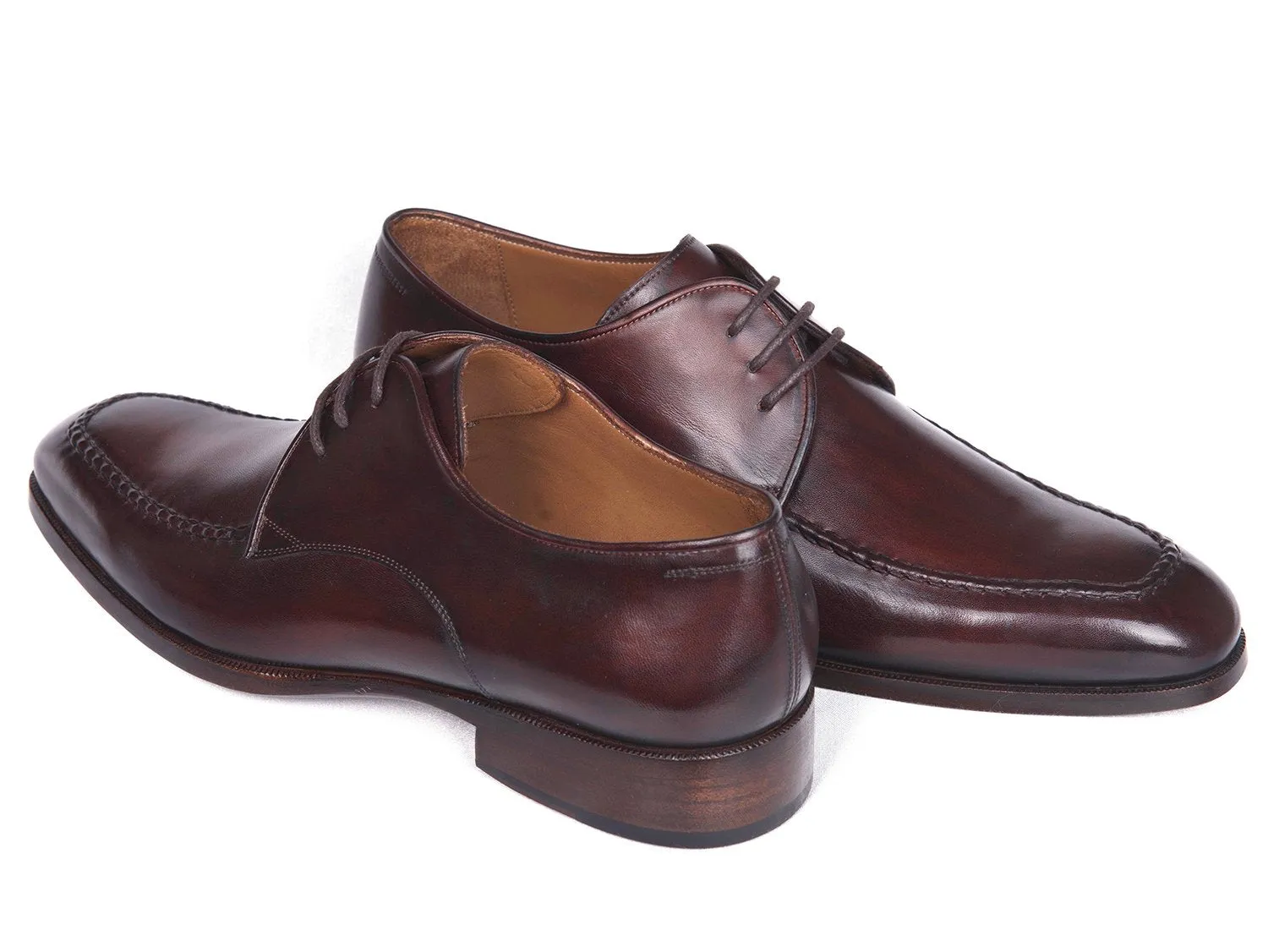 Paul Parkman Men's Leather Apron Derby Shoes in Brown & Bordeaux