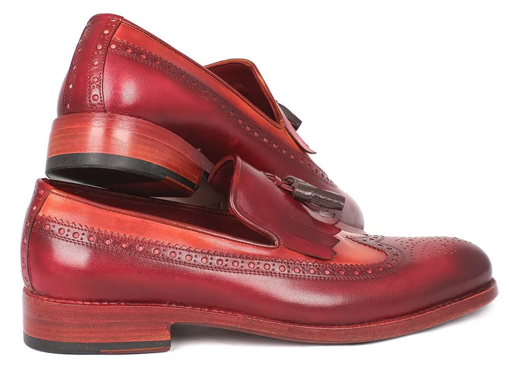 Paul Parkman Men's Leather Kiltie Tassel Loafers in Tobacco & Bordeaux