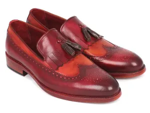Paul Parkman Men's Leather Kiltie Tassel Loafers in Tobacco & Bordeaux