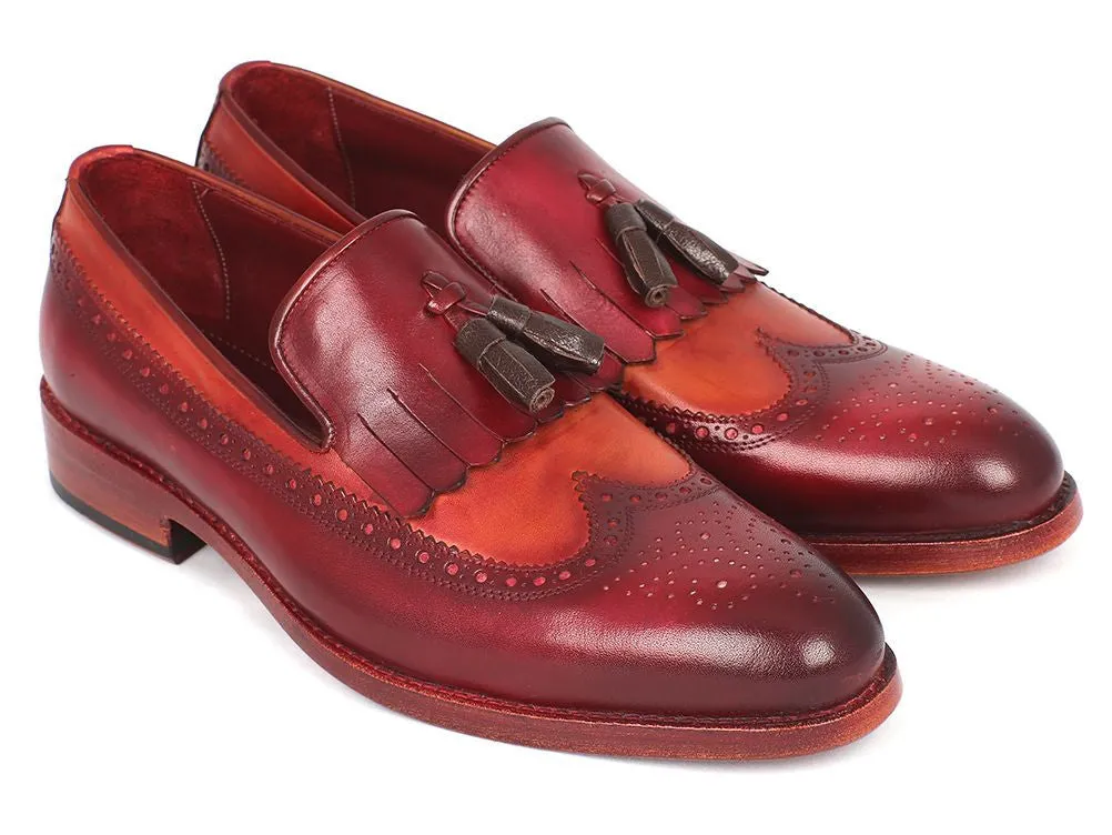 Paul Parkman Men's Leather Kiltie Tassel Loafers in Tobacco & Bordeaux