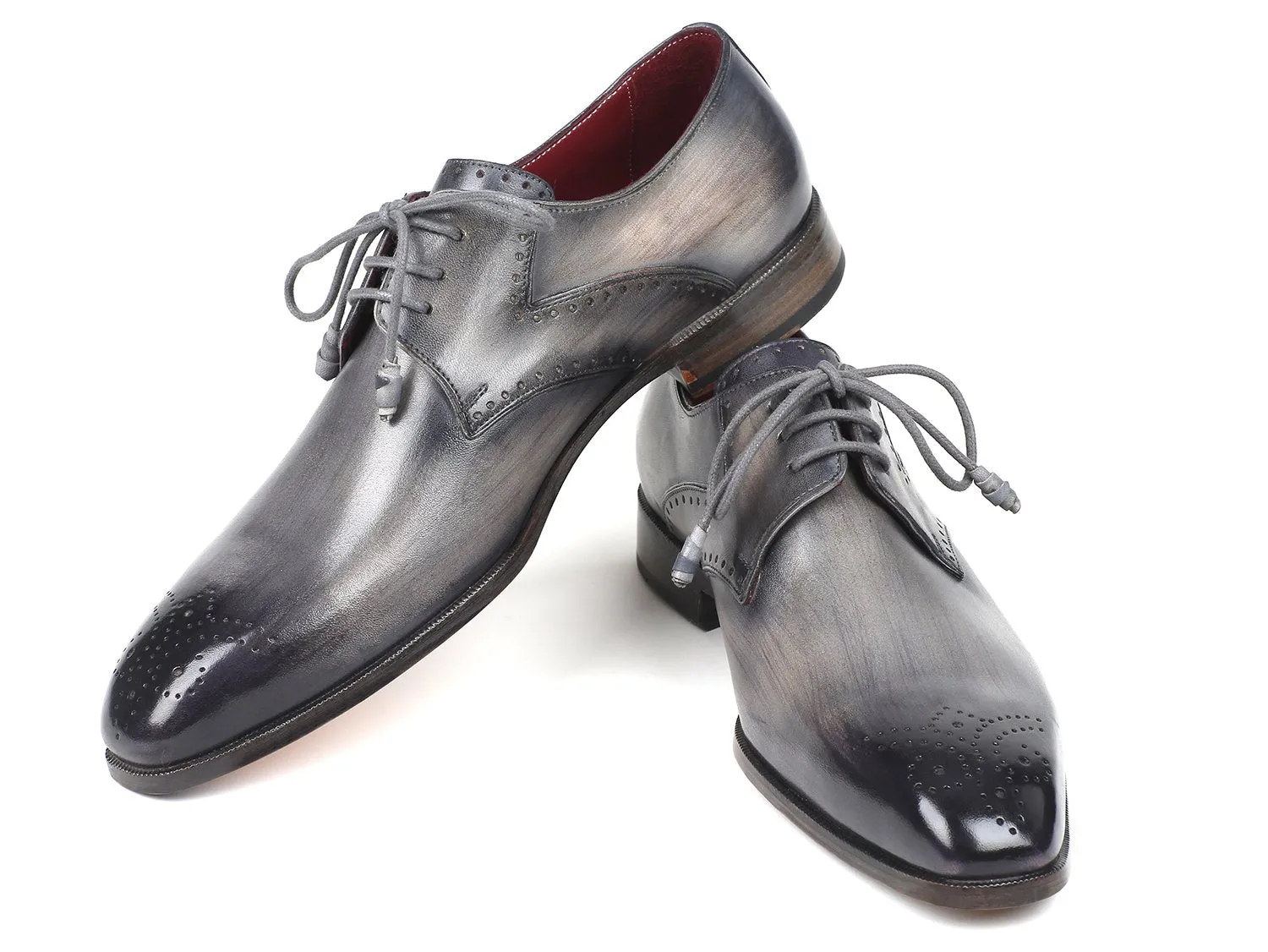 Paul Parkman Men's Medallion Toe Derby Shoes in Gray