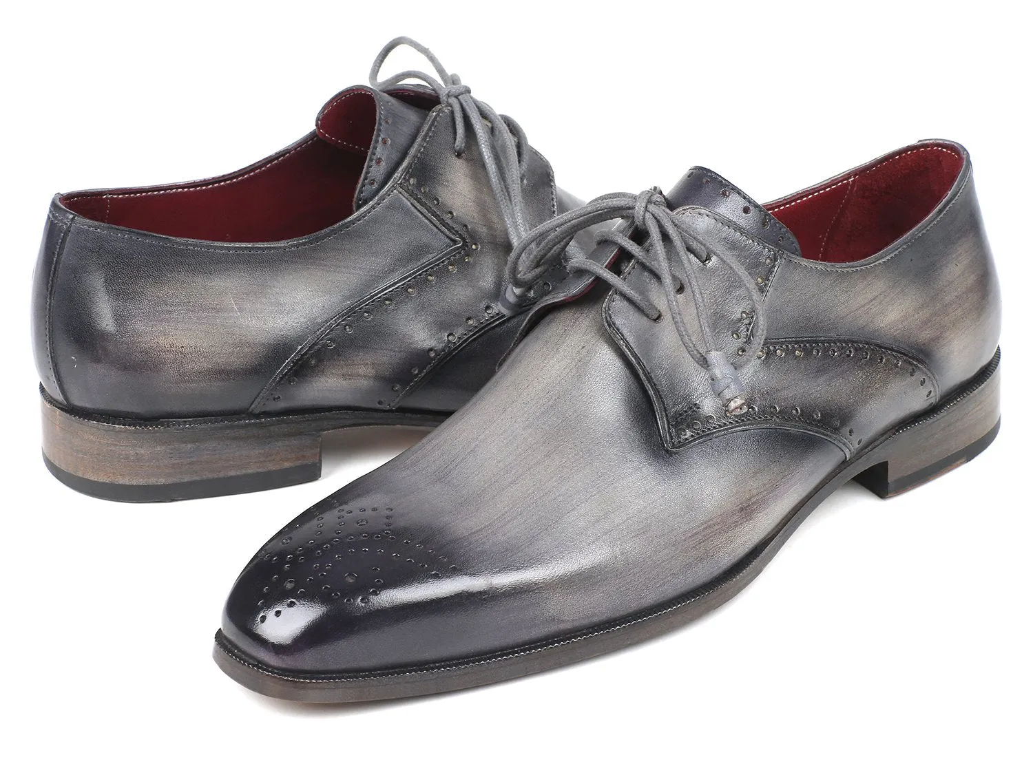 Paul Parkman Men's Medallion Toe Derby Shoes in Gray