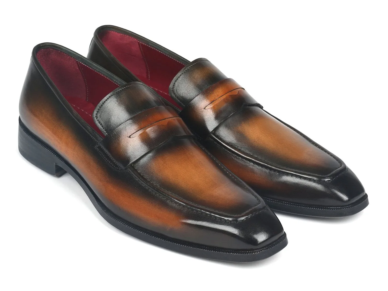 Paul Parkman Men's Penny Loafers in Olive Brown