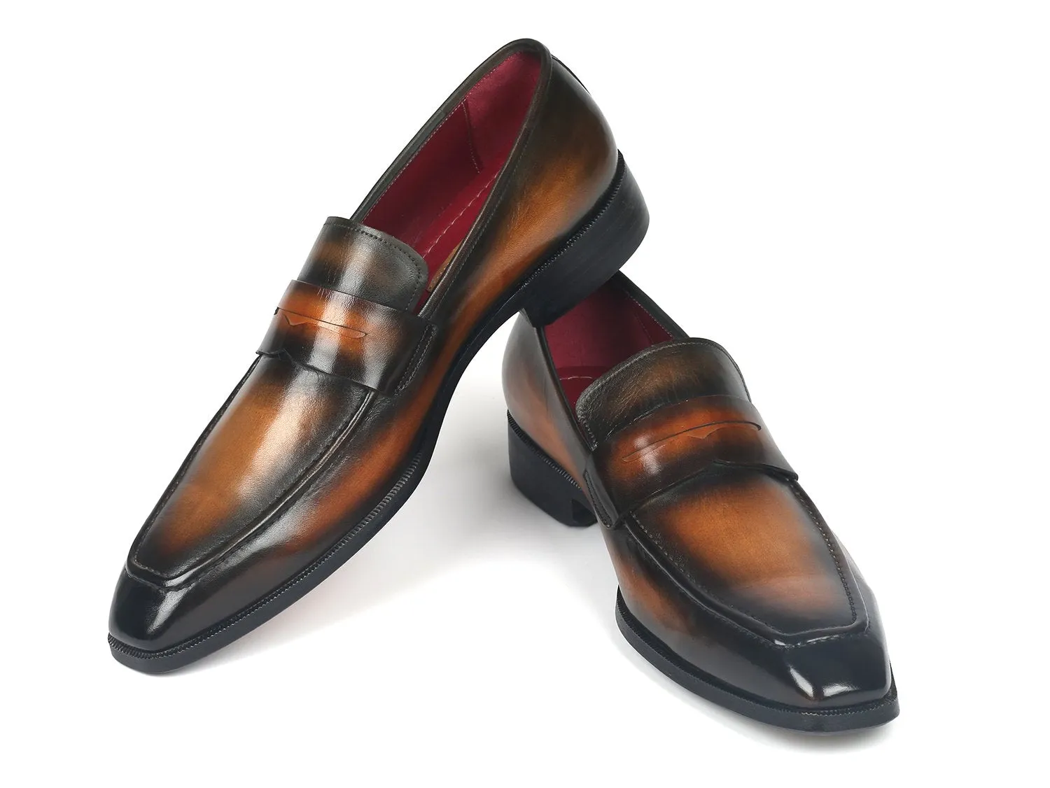 Paul Parkman Men's Penny Loafers in Olive Brown