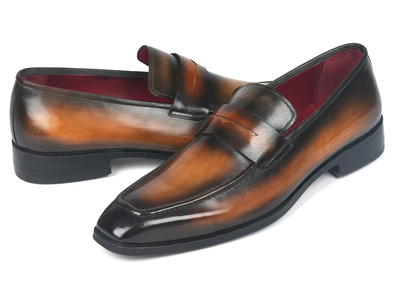 Paul Parkman Men's Penny Loafers in Olive Brown