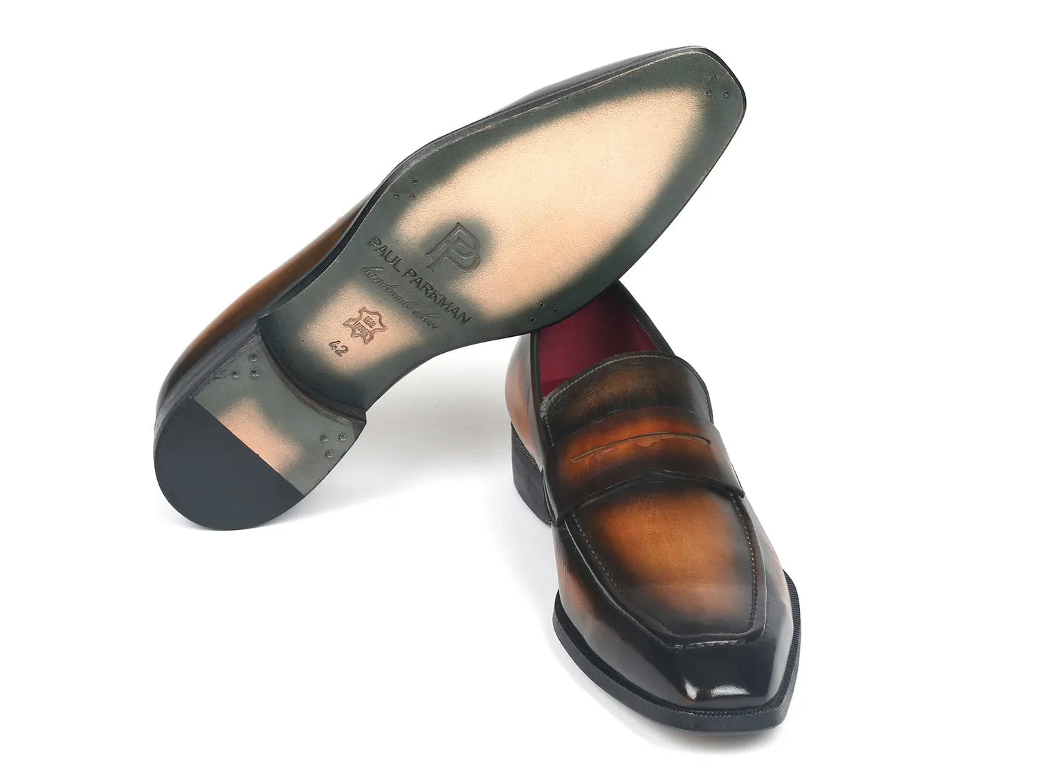 Paul Parkman Men's Penny Loafers in Olive Brown