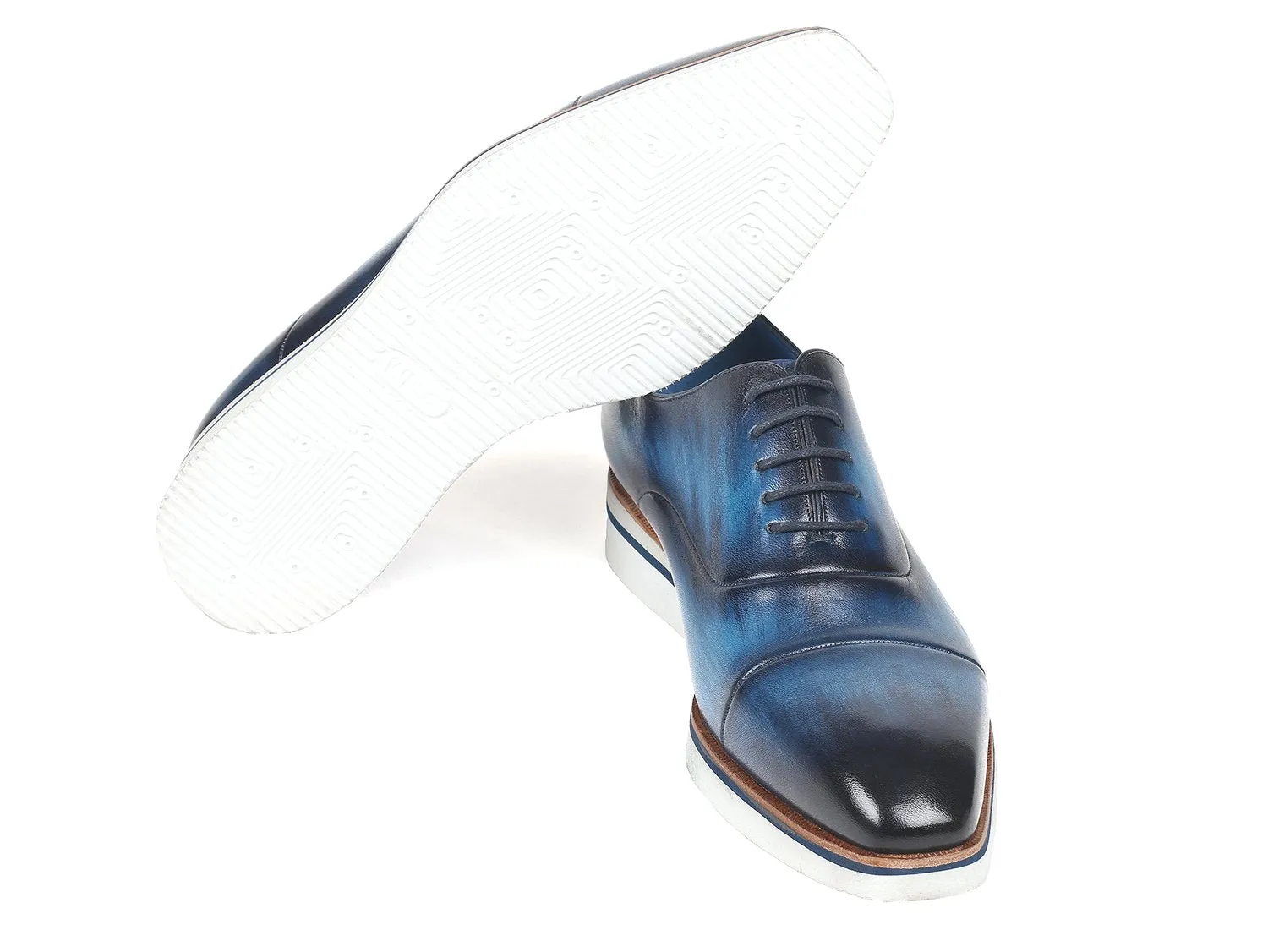 Paul Parkman Men's Smart Casual Leather Oxfords in Blue
