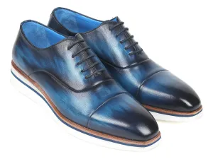 Paul Parkman Men's Smart Casual Leather Oxfords in Blue