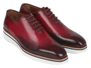 Paul Parkman Men's Smart Casual Wingtip Oxfords in Bordeaux