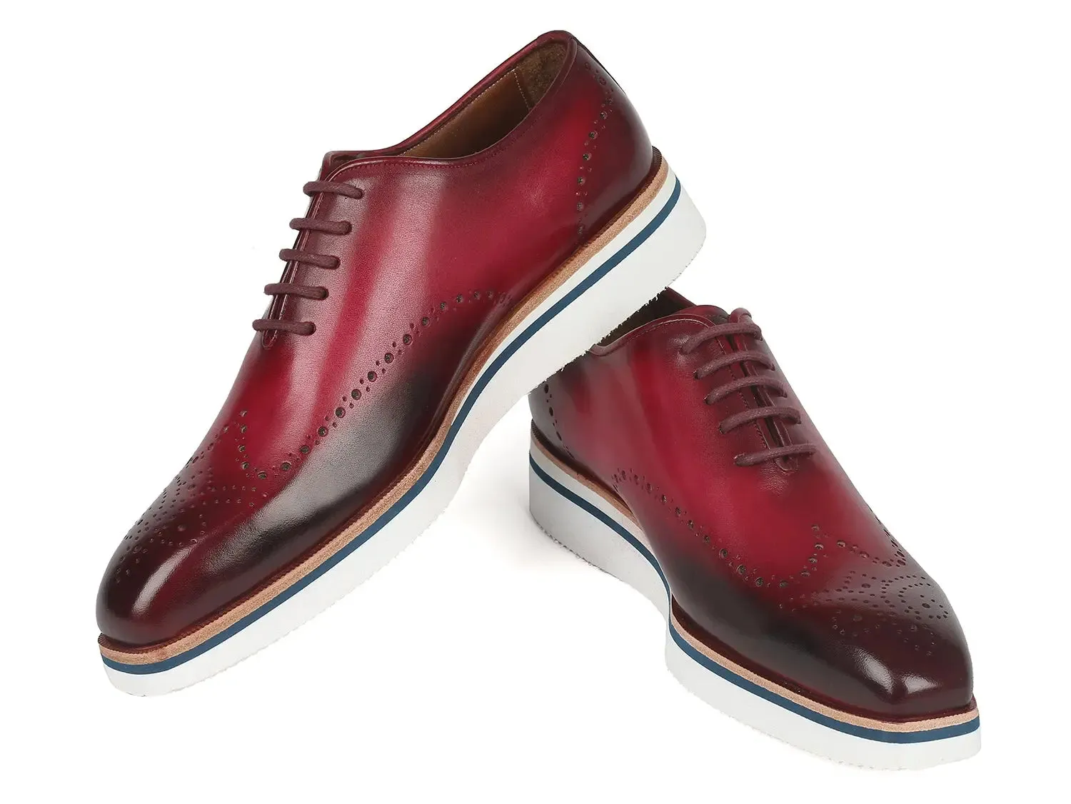 Paul Parkman Men's Smart Casual Wingtip Oxfords in Bordeaux