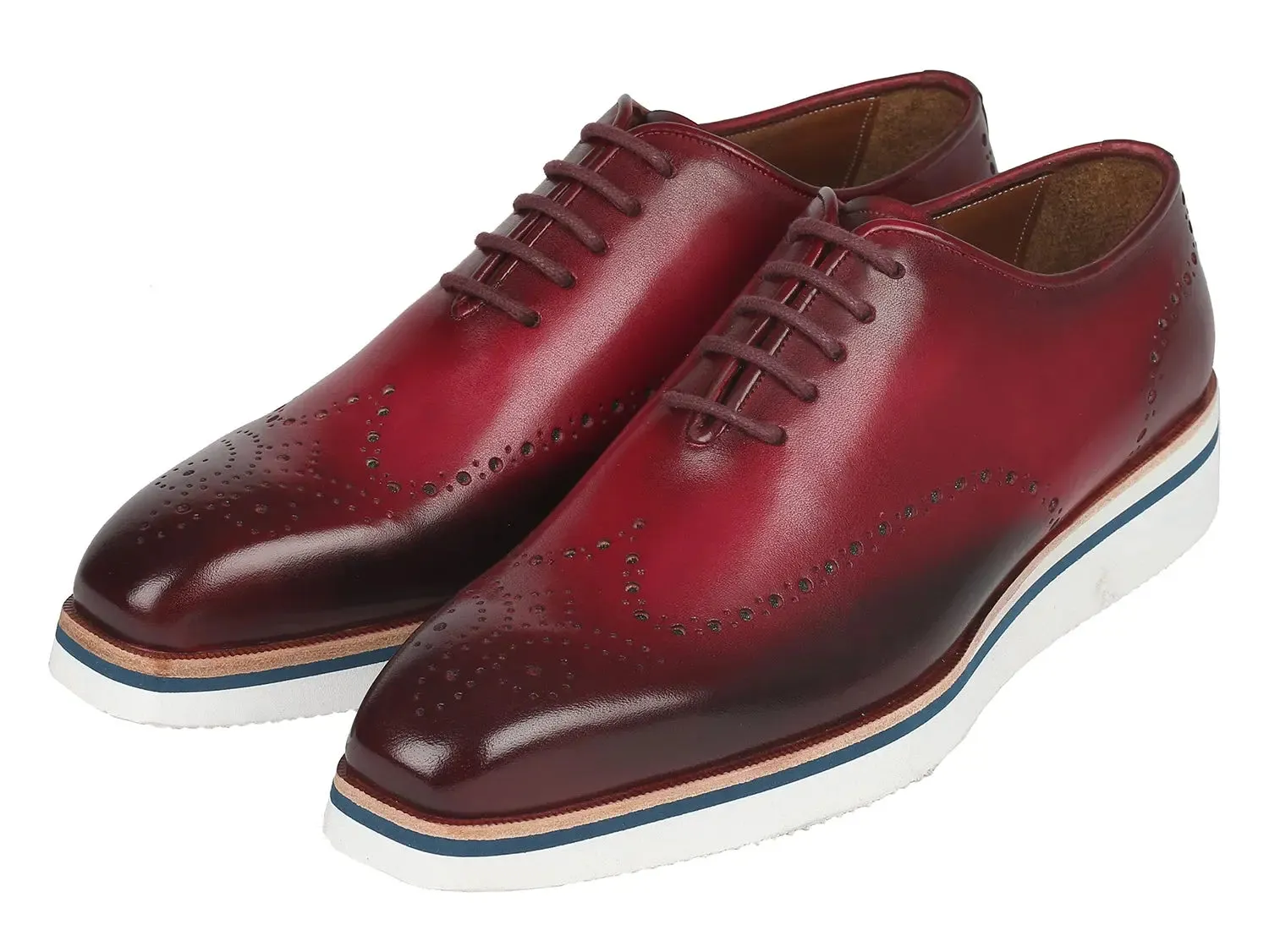 Paul Parkman Men's Smart Casual Wingtip Oxfords in Bordeaux