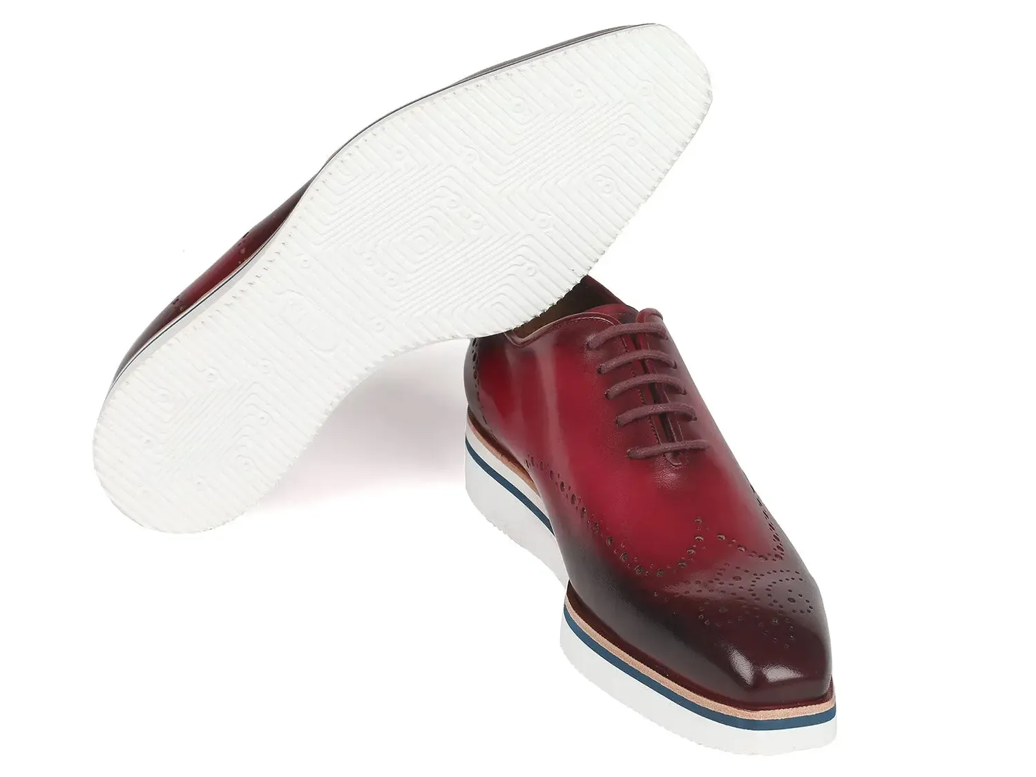 Paul Parkman Men's Smart Casual Wingtip Oxfords in Bordeaux