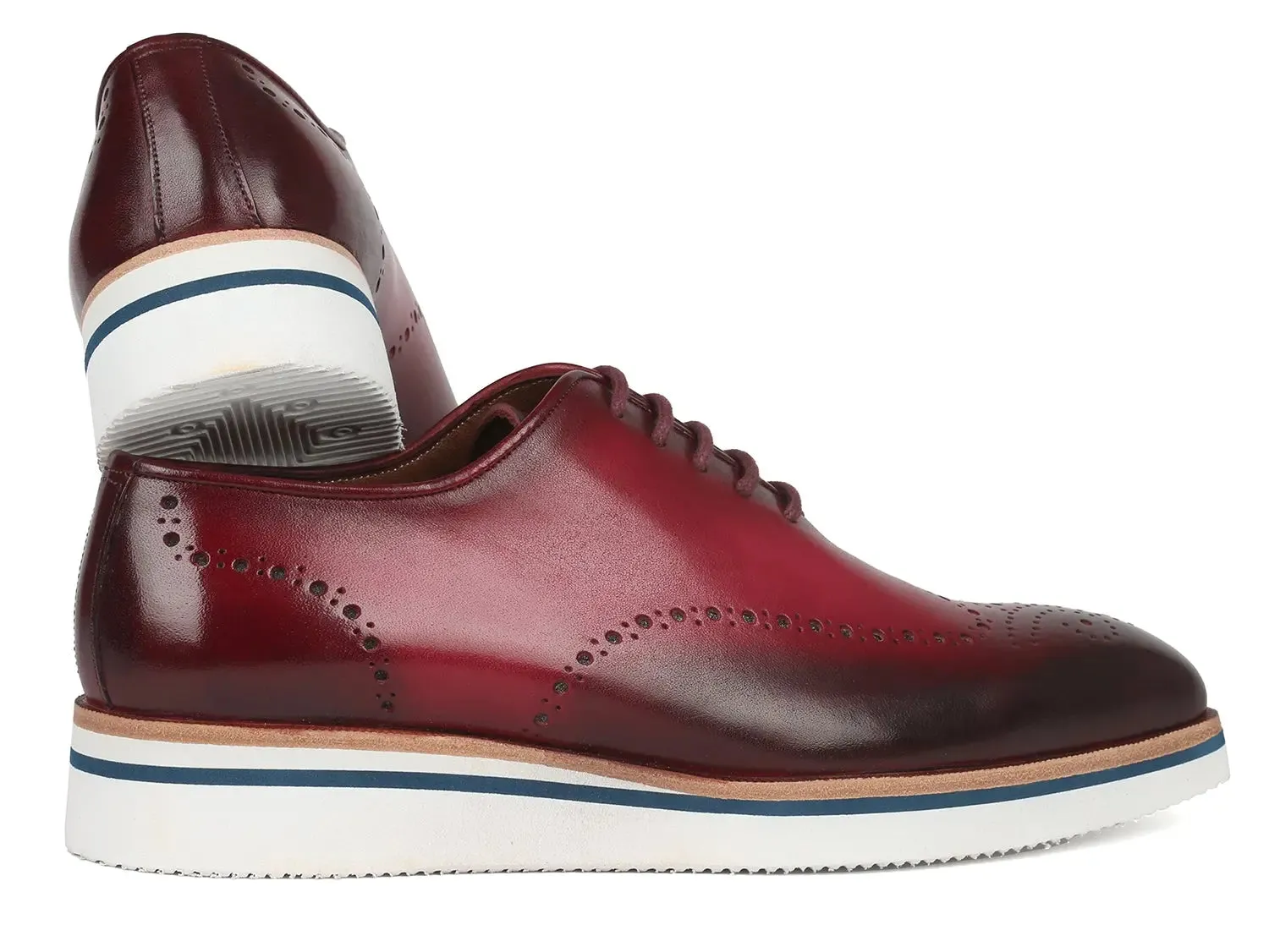 Paul Parkman Men's Smart Casual Wingtip Oxfords in Bordeaux
