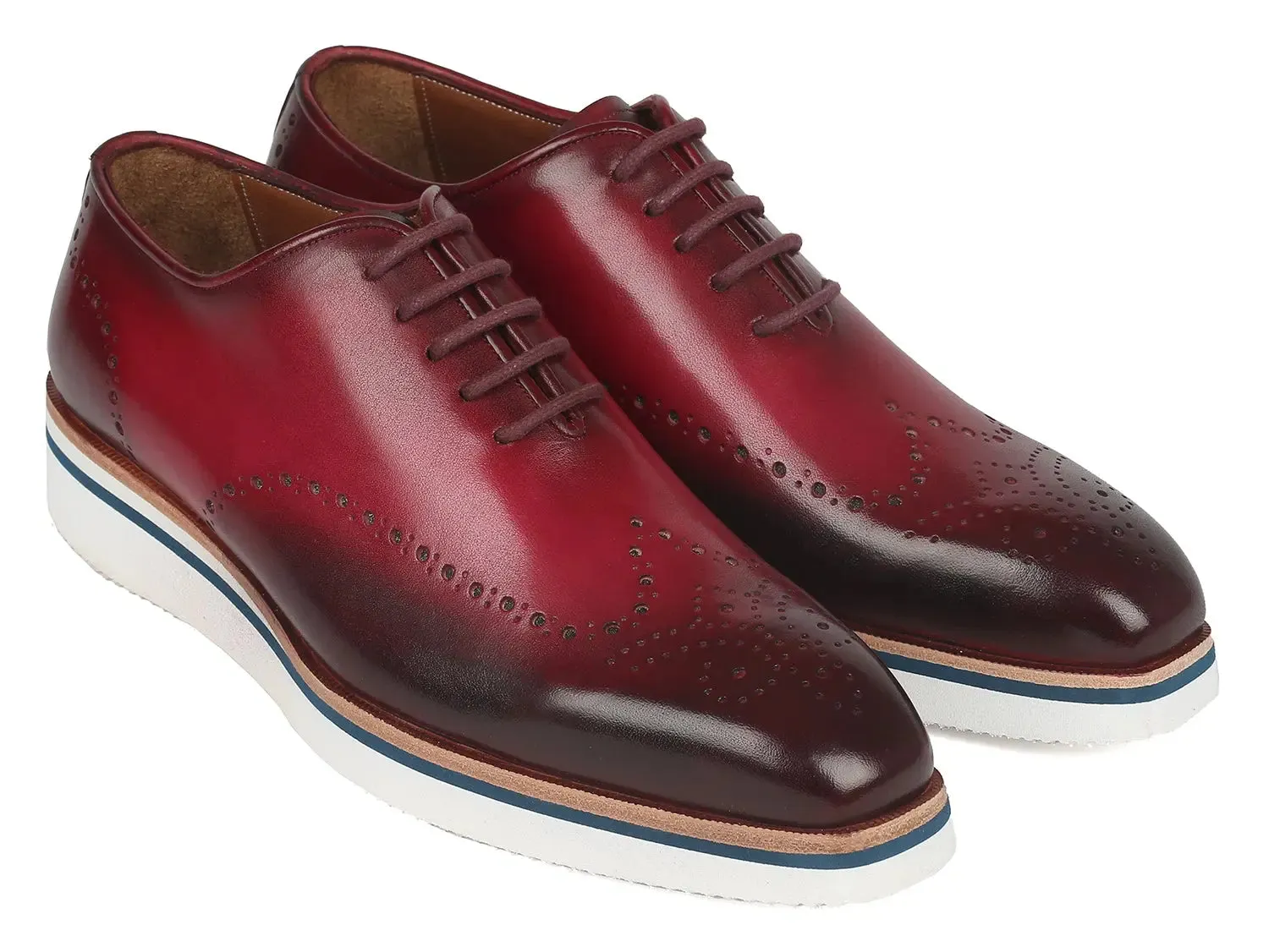 Paul Parkman Men's Smart Casual Wingtip Oxfords in Bordeaux